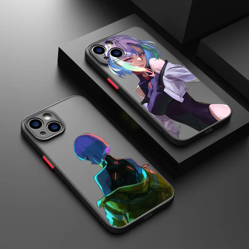 Cyberpunk Edgerunners For Apple iPhone 15 14 13 12 11 mini XS XR X 8 7 Pro Max Plus Frosted Translucent Phone Case