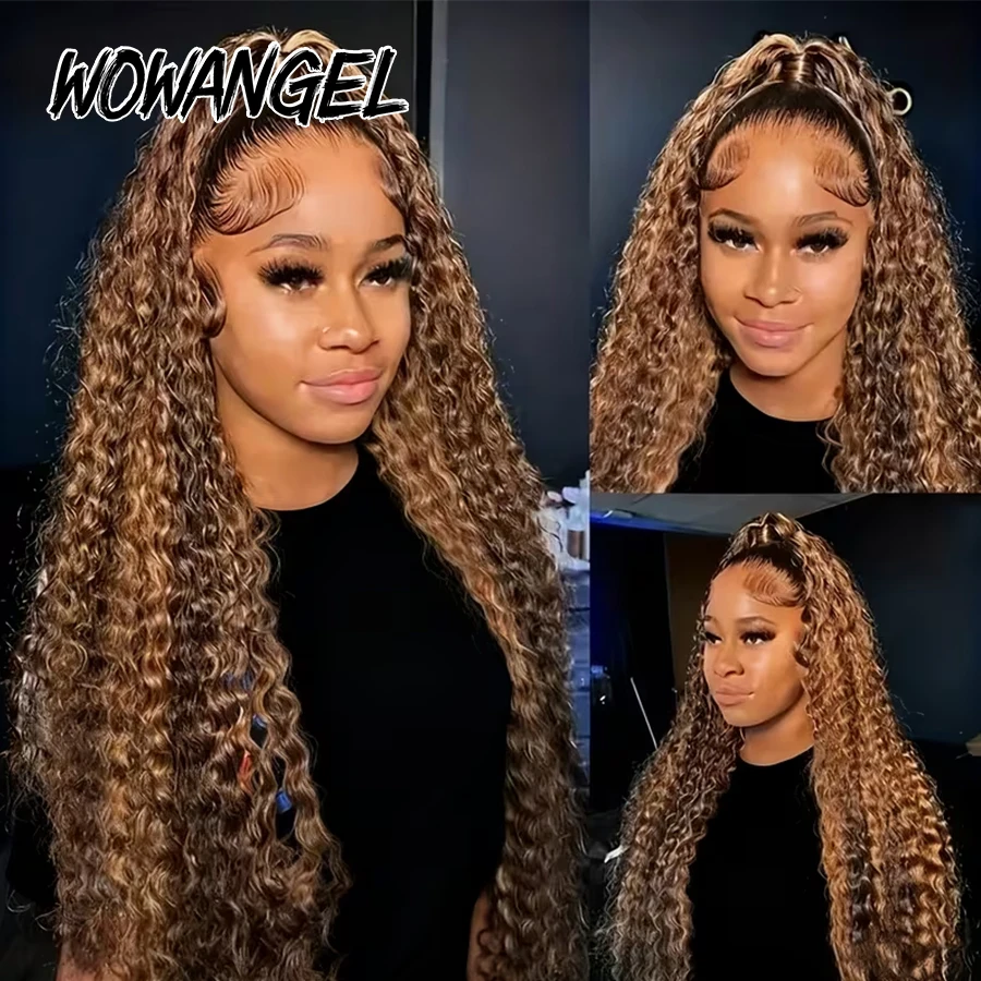 Highlight Lockenperücke 13x6 HD Lace Front Perücke 100% Echthaar Wasserwellen HD Lace Full Frontal Perücke 4/27 Farbige Perücken Vorgezupft – Detail 5