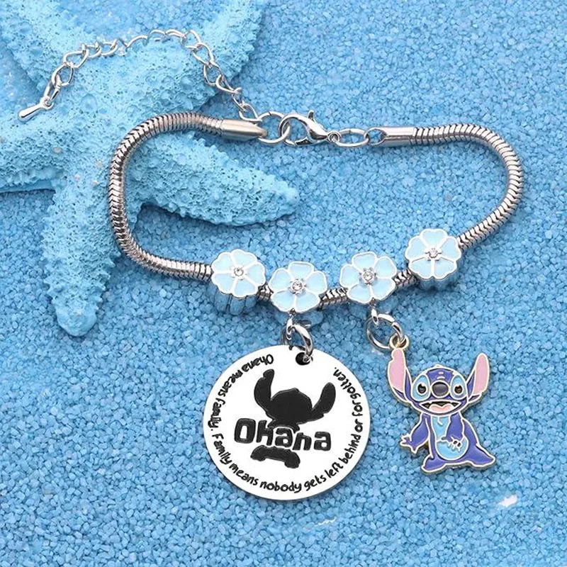 Cartoon Character Stitch Card Bracelet Adjustable Size Stainless Steel Bracelet Fashion Students Birthday Anime Accessories Gift