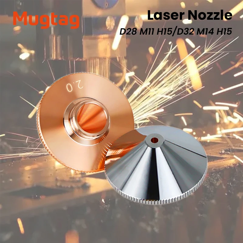 Mugtag Fiber Laser Nozzles D28 H15 M11 D32 H15 M14 for Precitec Raytools Hans Fiber Laser Cutting Machine BT240S BT210