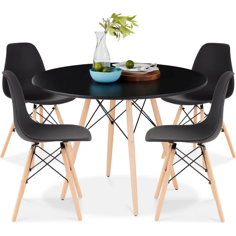 Best Choice Products 5-Piece Dining Set Compact Mid-Century Modern Table Chair Set for Home Apartment w/ 4 Chairs Plastic