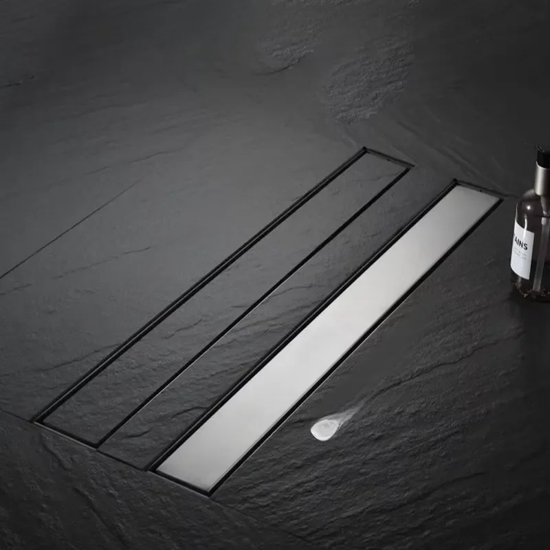 Rectangular Floor Drain for Bathroom Shower 304 Stainless Steel Anti Odor Linear Drainage Compatible with Tile Marble Slate