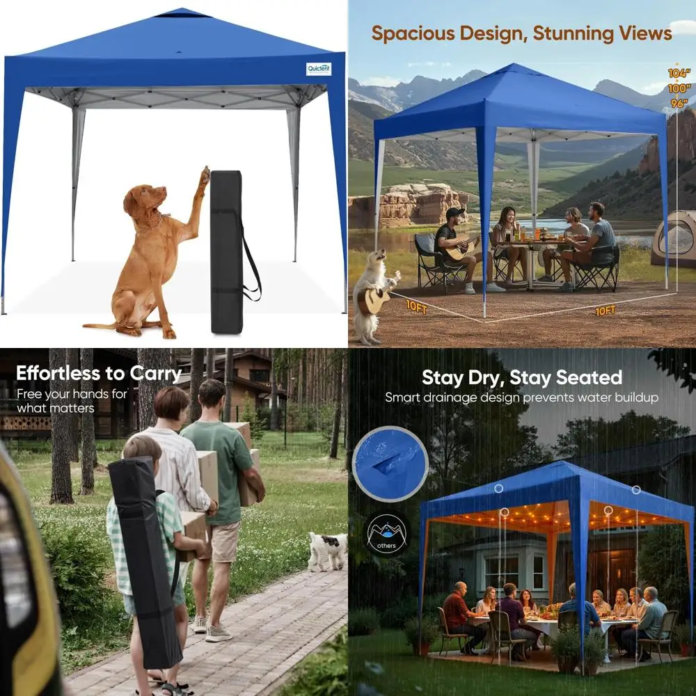 

Portable Instant Setup Canopy Tent, 10x10 Feet, Waterproof, UV Protection, Ideal for 1 Person, Compact and Lightweight, Suitable