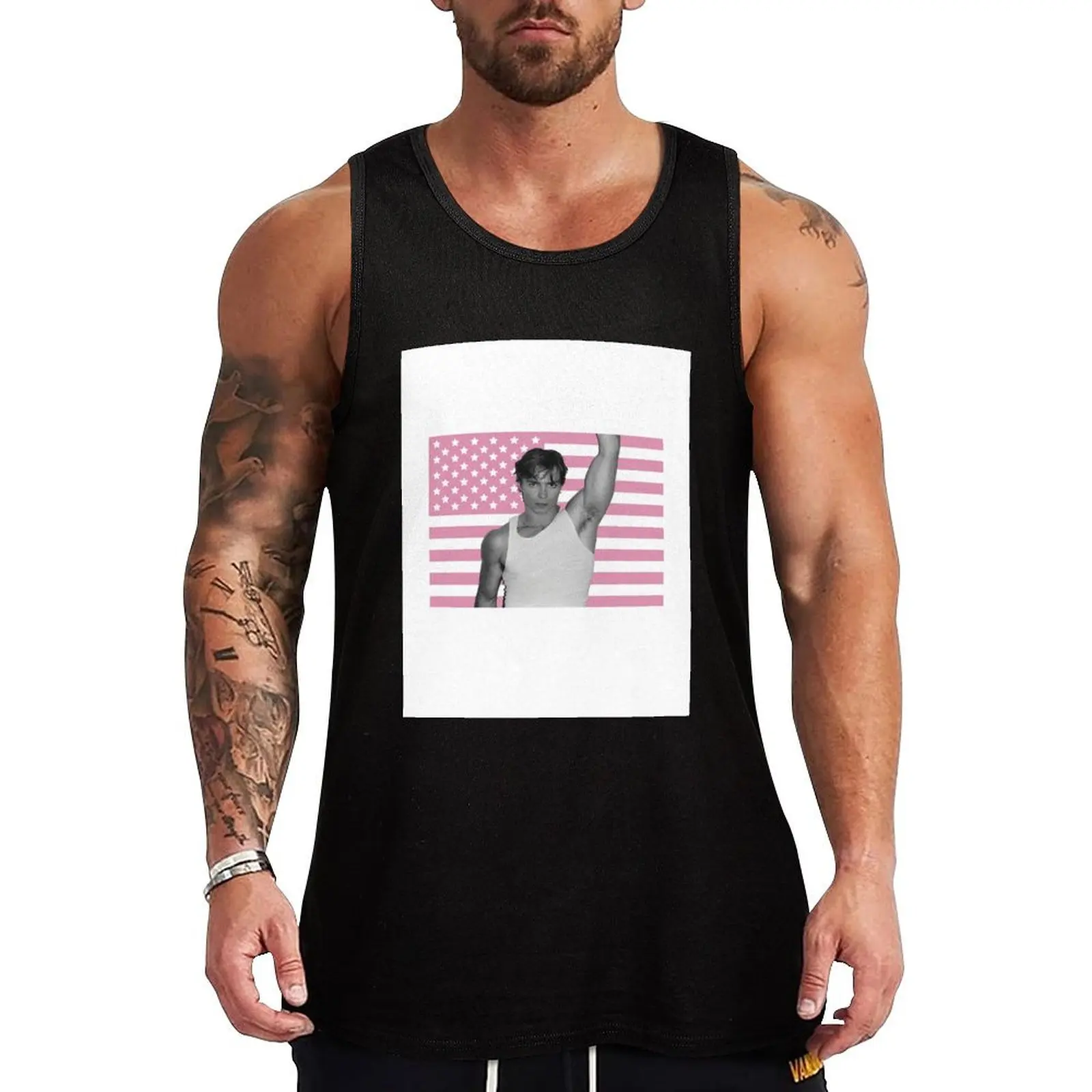 P I N K American F.L.A.G Nicholas Chavez Tank Top Men's clothing gym shirt men men gym t-shirts man