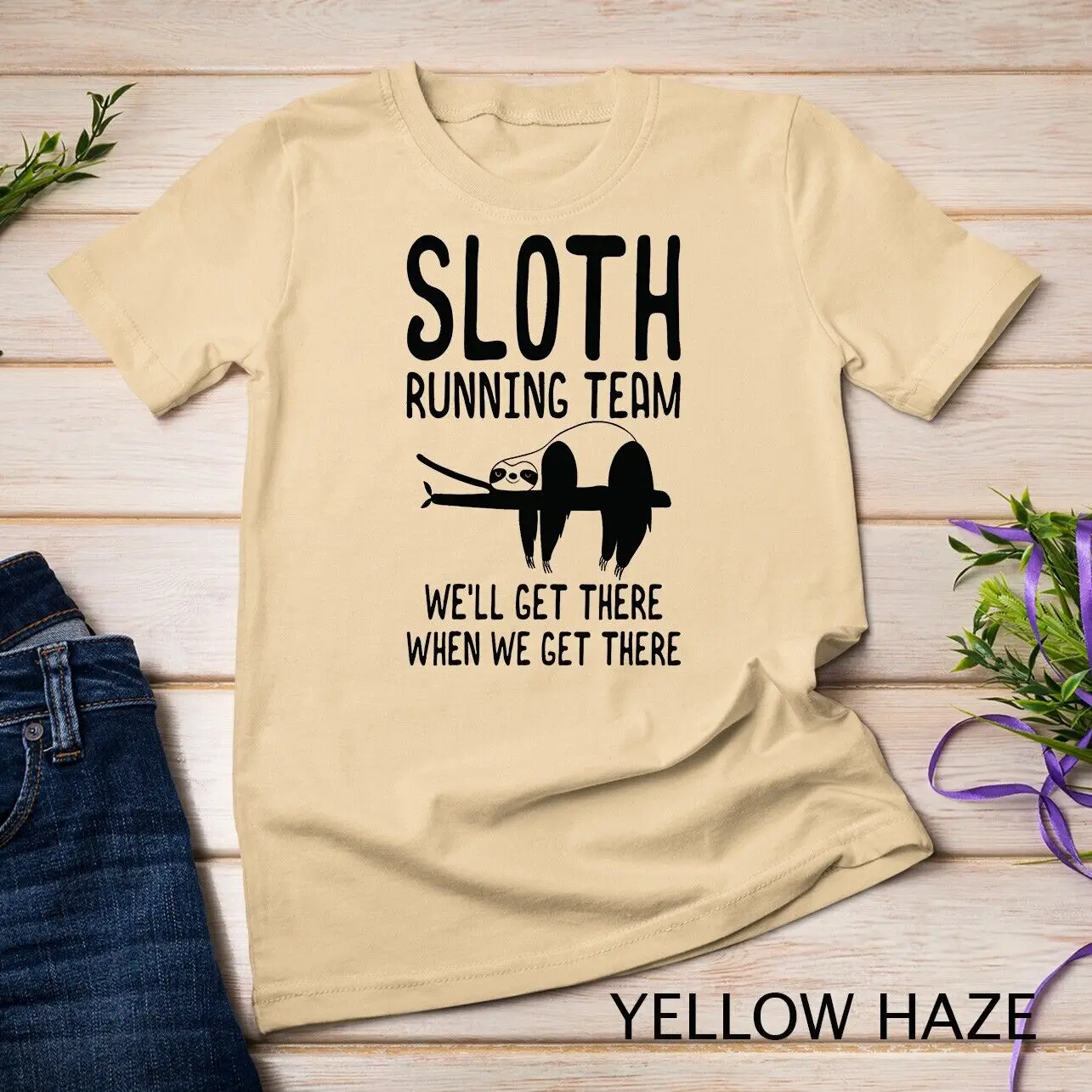 Ленивец, бегущая команда, мы дойдем туда, когда дойдем туда, футболка унисекс