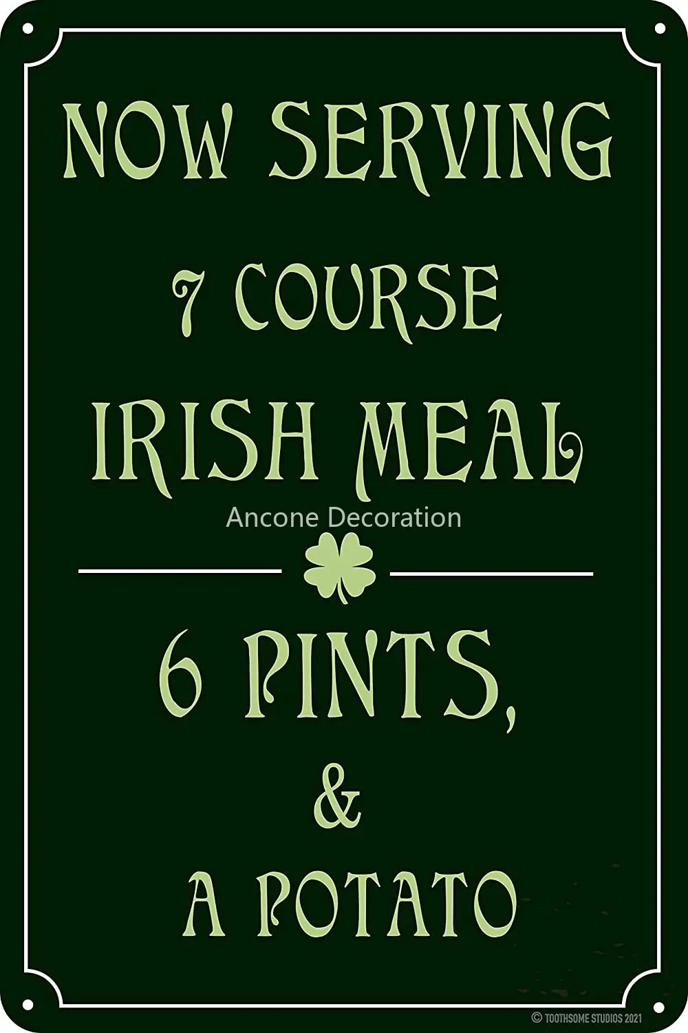 

7 Course Irish Meal Funny Tin Metal Sign Pub Bar Man Cave Decor Tavern Brew Pub Plaque