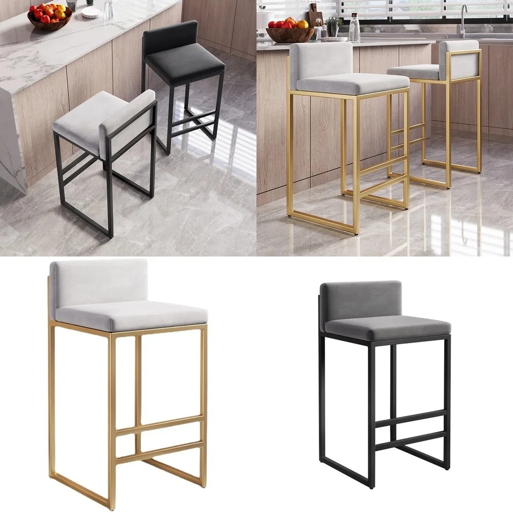 

Горячая новинка 2026: Барный стул 65 см, высокий табурет для дома и торгового центра, простой стул с кованой спинкой