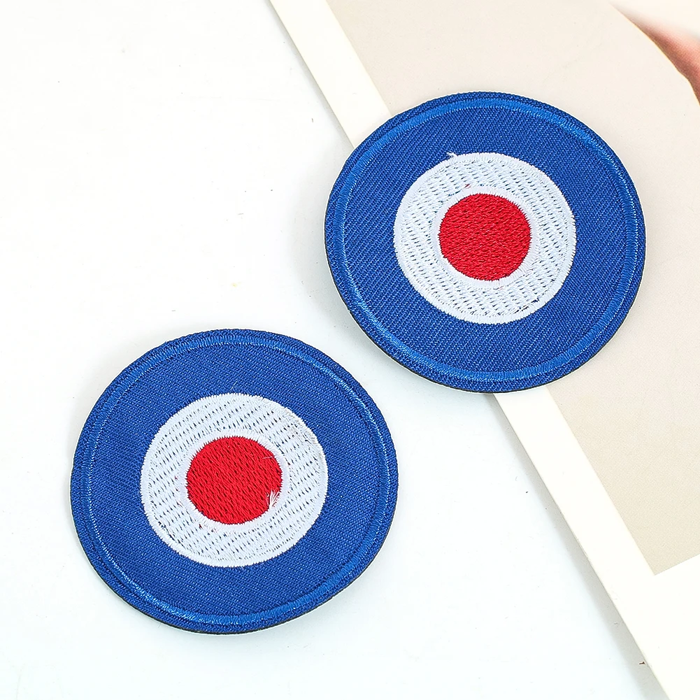 2PCS Embroidery Round Target Stickers Thermoadhesive Patches Custom Iron on Transfers for Clothing DIY Apparel Hole Sewing Craft