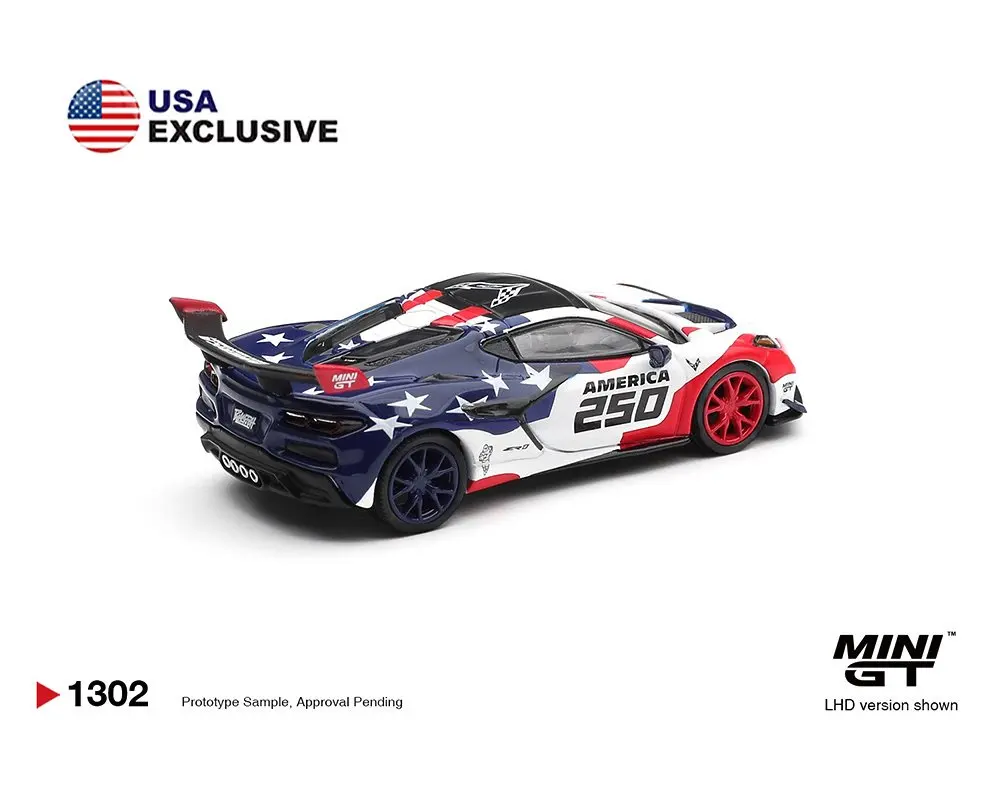 MINIGT 1/64 Chevrolet Corvette ZR1 America 250 Special Edition Left Side Panel MGT01302-BLCH Ford Mustang GTD MGT01301-BLCH - view 3