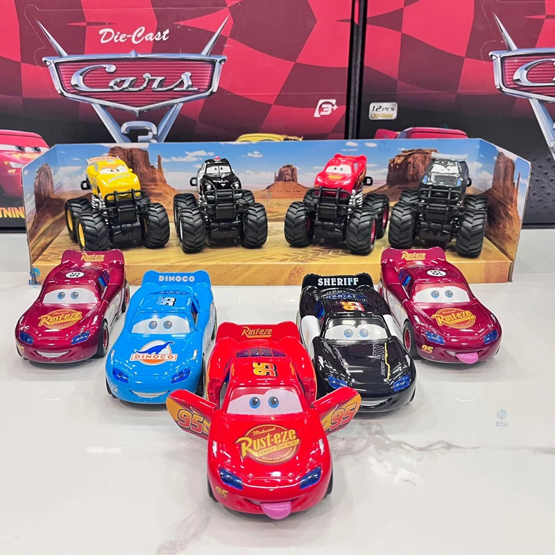 Disney Toy Story 3-modelauto Lightning Mcqueen Metaal gegoten met verlichting Traagheidstrekwiel Spit je tong uit Auto's Speelgoed