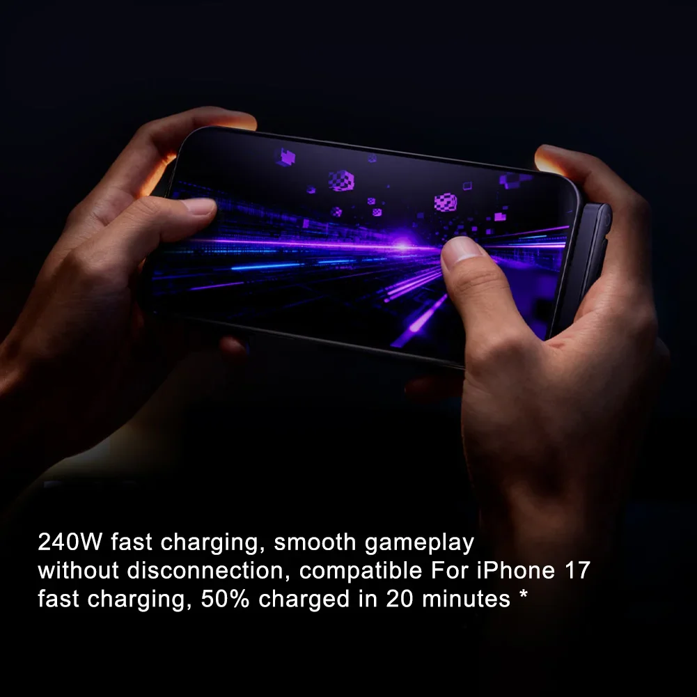 1 Pcs 240W Fast Charging Cable With Built-in Black Fast Charging  Functionality For-Phone Stand & 1.5m Length For Data Cable