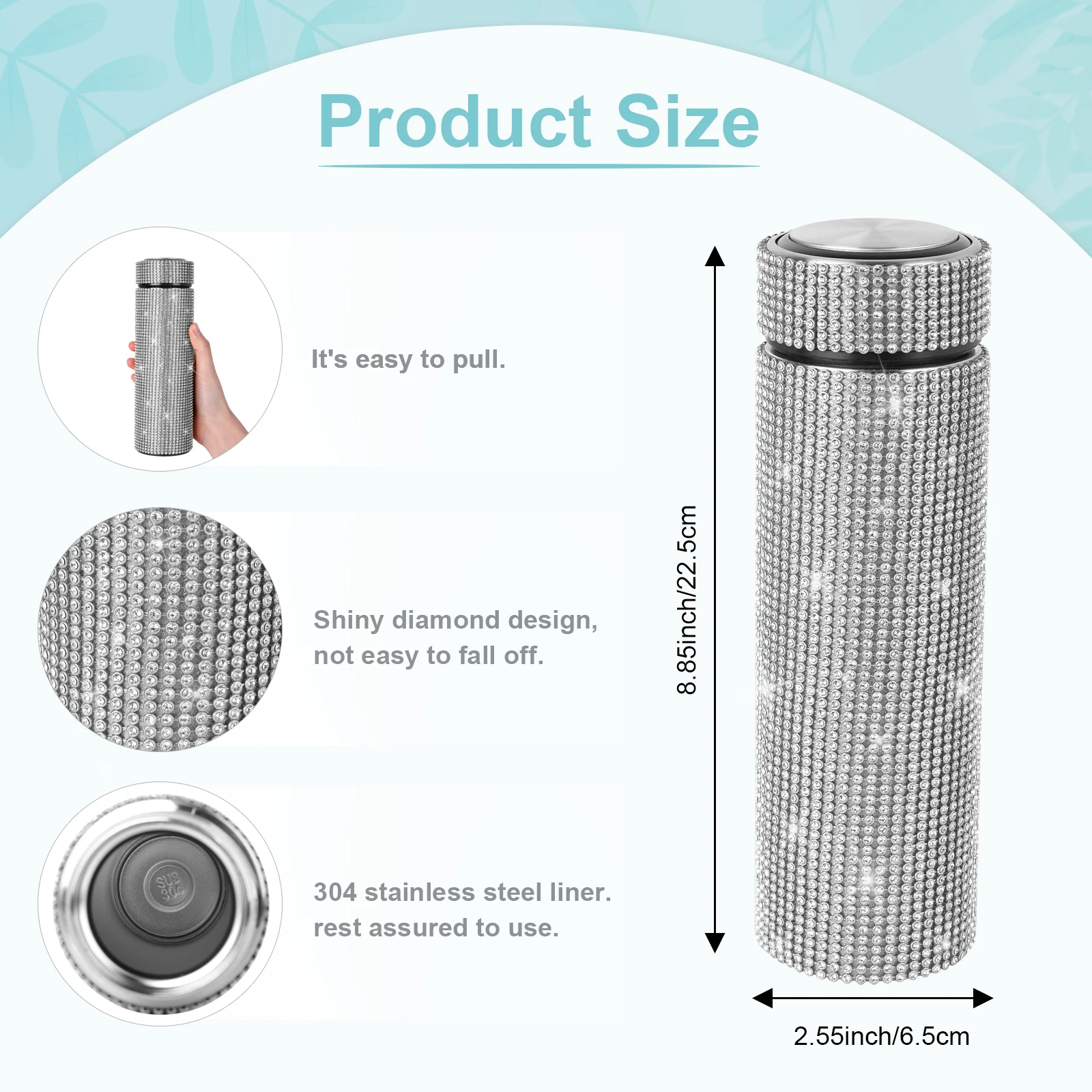 500ml Stainless Steel Bottles Vacuum Flasks Bling Drink Water Bottle Insulated Cup Travel for Girls Gift