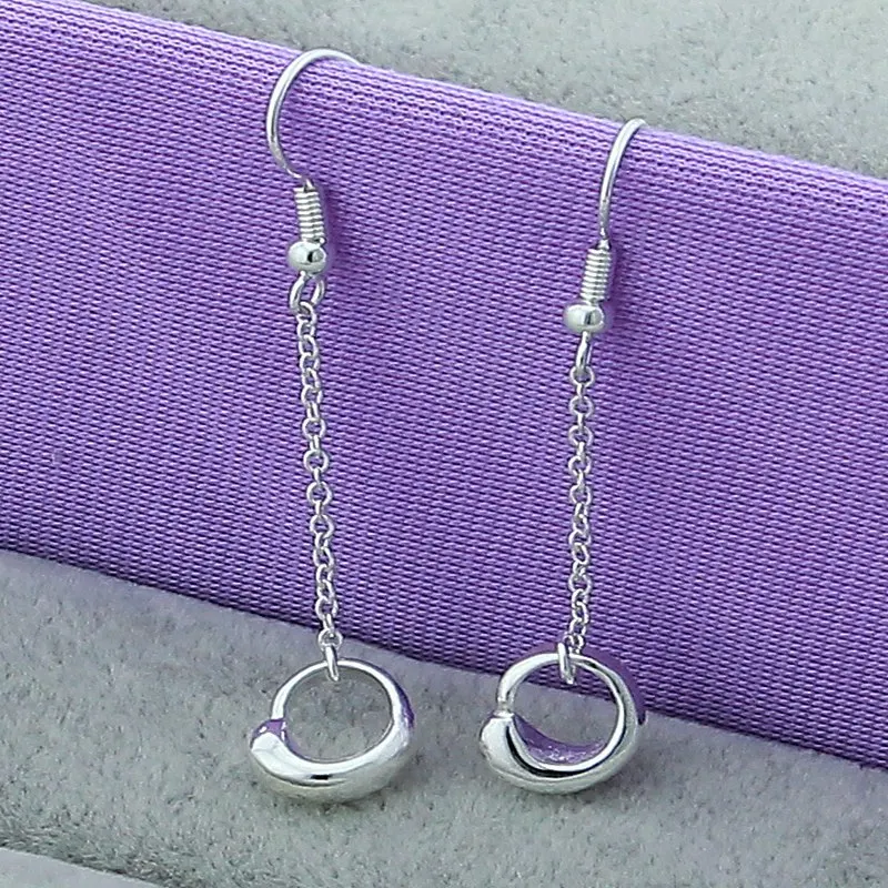 925 Sterling Silver Round Water Droplet Drop Earrings For Women Jewelry Pure Simple Fashion Party Wedding Accessories
