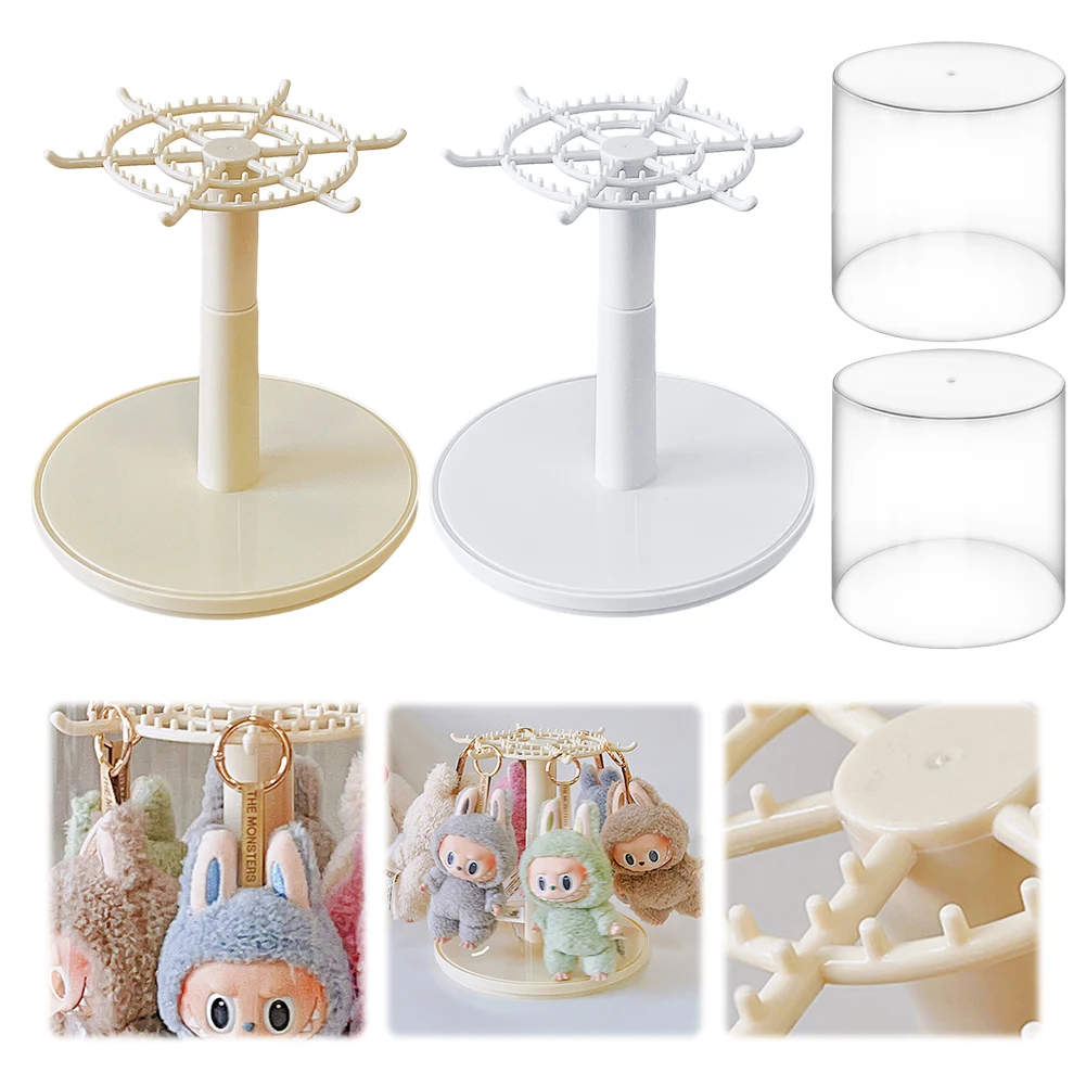 Para labubu pingente caixa de exibição rotativa transparente labubu boneca artesanal caixa cega armazenamento rack exibição decoração em estoque