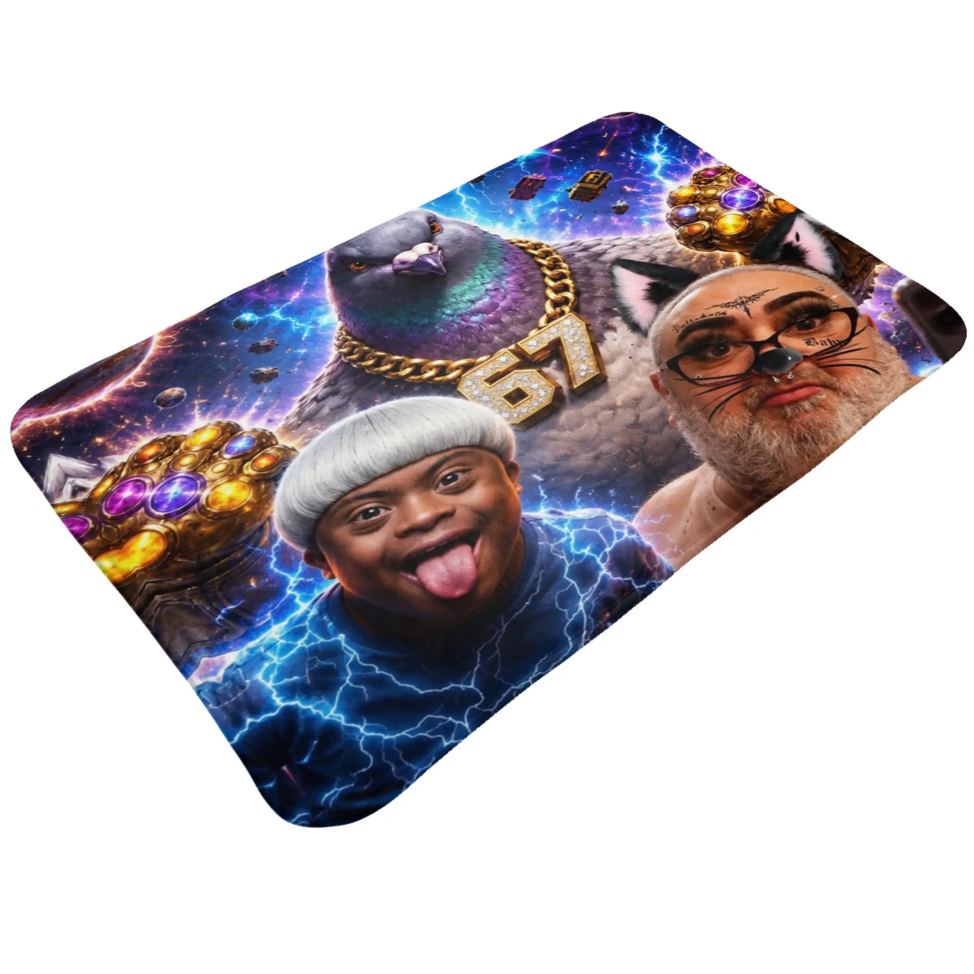 Space Funny Character Collage Art Anti-Slip Doormat Bath Mat  Outdoor PatternHomeDecor
