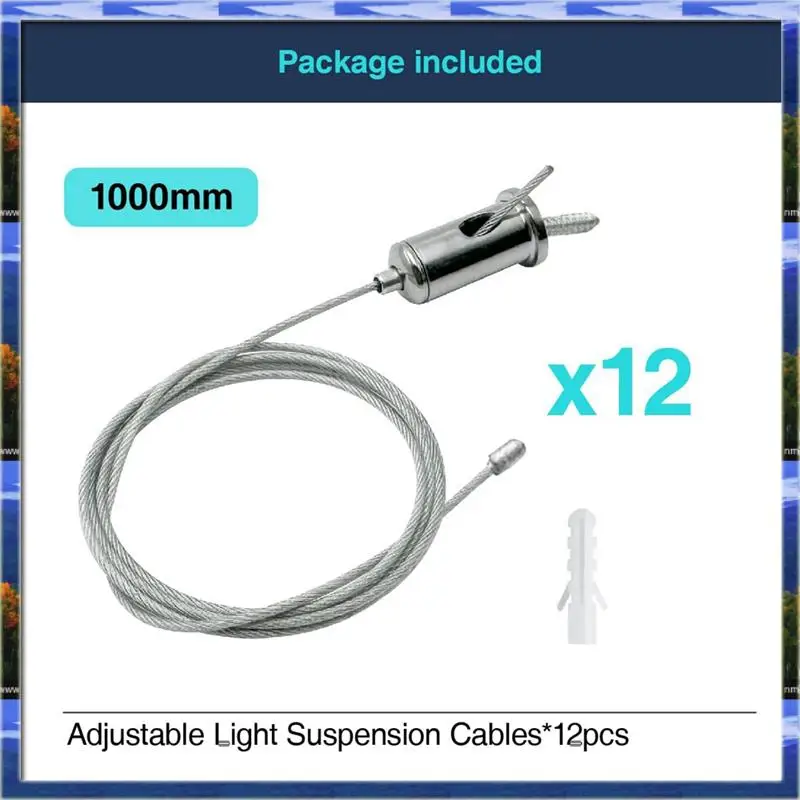 AS59 -12 Sets Hexagon Garage Suspension Cables Kit Steel Hanging Chains, Honeycomb Light Connector Pendant Wire Rope Cable