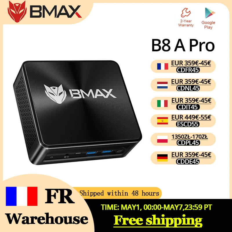 BMAX B8 A Pro MiNI PC AMD Ryzen 7 8745HS 16GB DDR5 512GB NVMe SSD Windows 11 Pro WIFI 6 Bluetooth 5.2