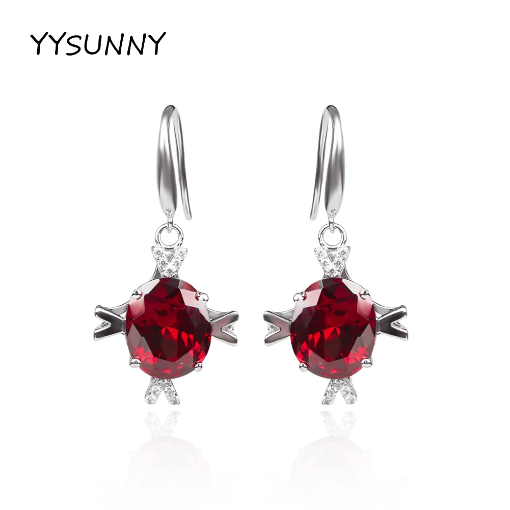 

YYSUNNY Fashion Women Earrings High Quality 925 Sterling Silver Letter V Earrings for Ladies Inlaid Oval Zircon Birthday Gift