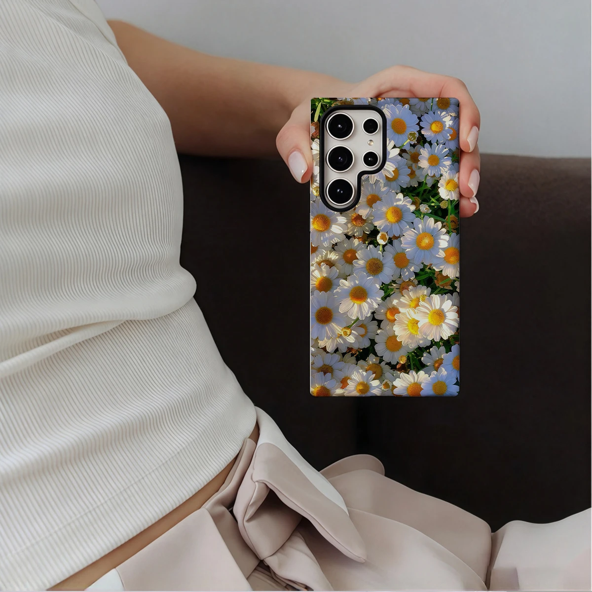 Daisy Bloom Phone Case For Samsung Galaxy S26 S25 Ultra S24 S23 Plus Hard Shock‑Absorption 2-in-1Protective Cover