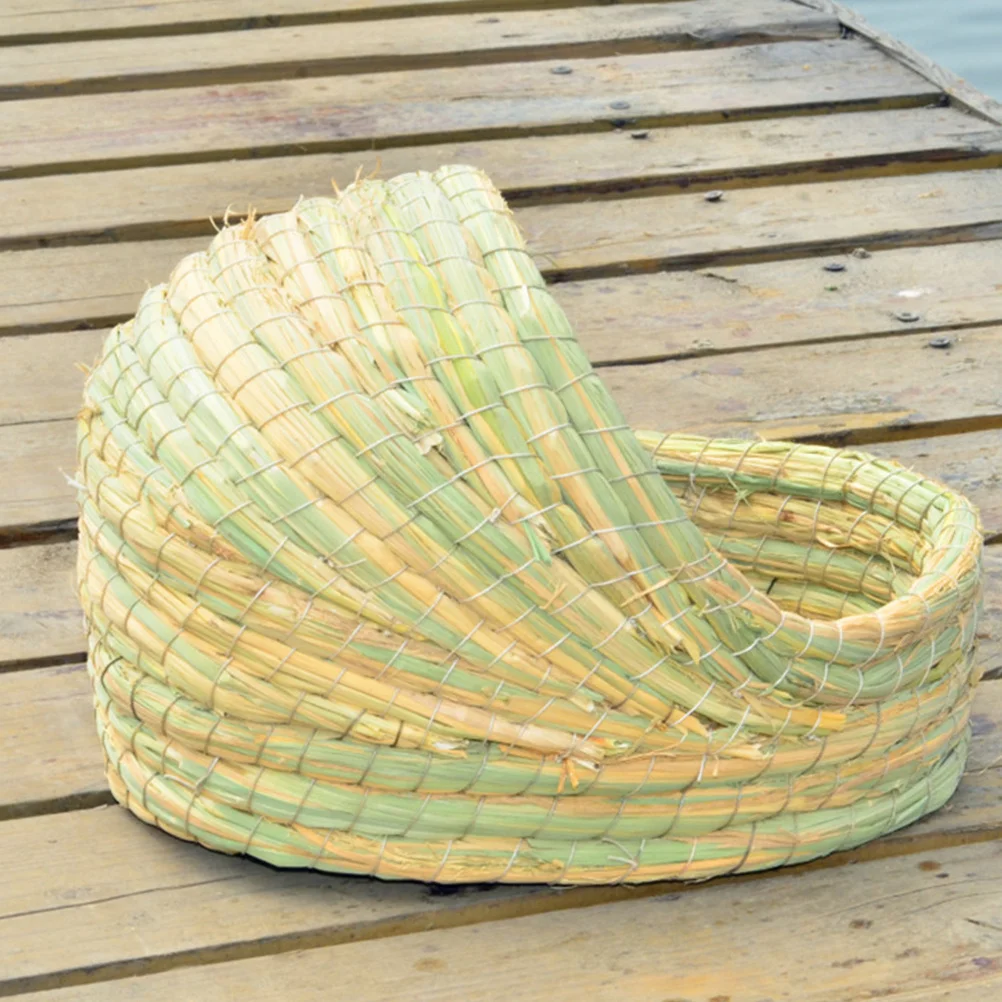 

2Pcs Mini Hamster House Straw Braid Warm Pet Nest Bed Hideout Platform for Small Animals Hamster House Pet Nest