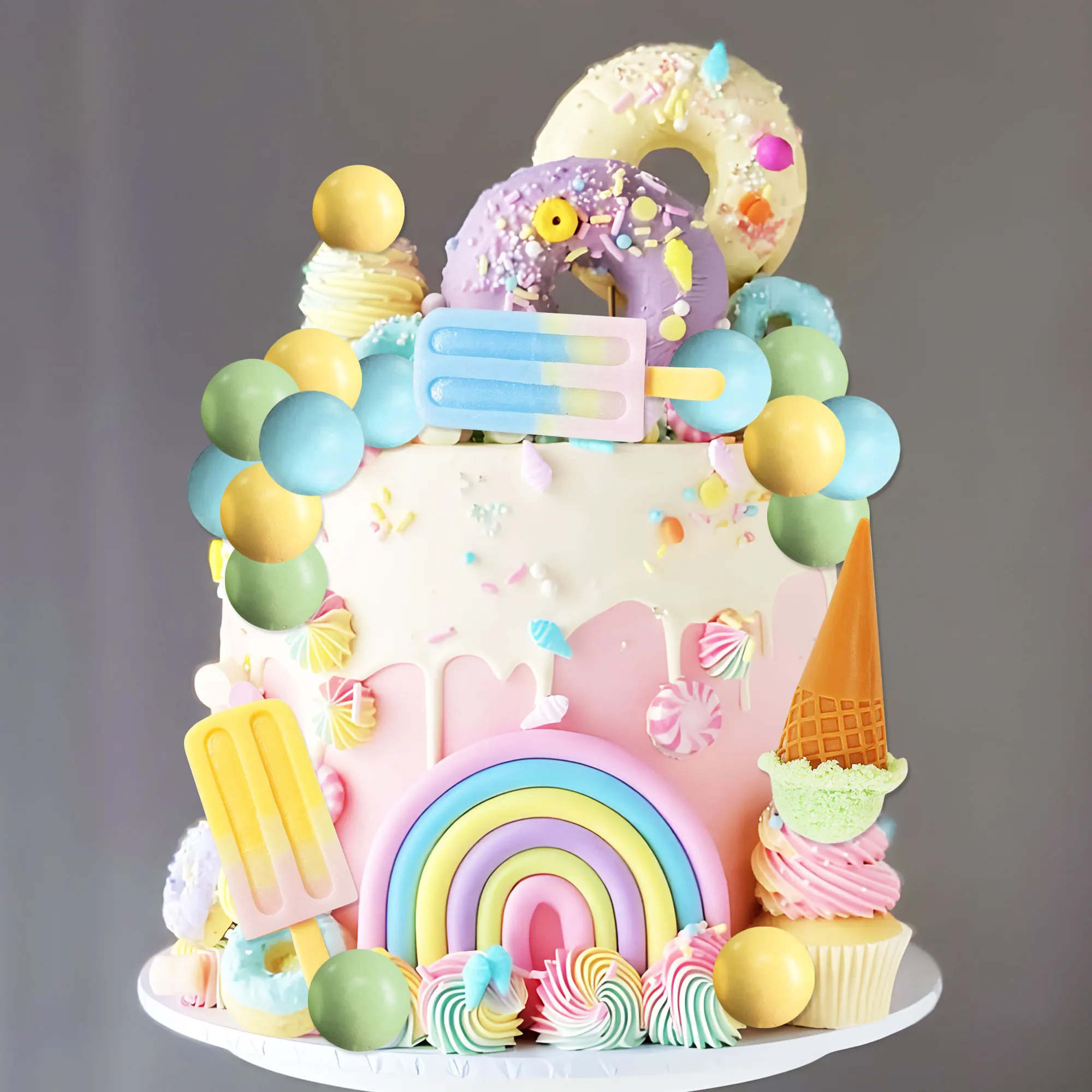 LaVenty Eiscreme-Kuchenaufsatz, Süßigkeiten-Kuchenaufsatz, Candyland-Kuchenaufsatz mit Eis für süßes Thema, Geburtstagsparty-Zubehör – Detail 5