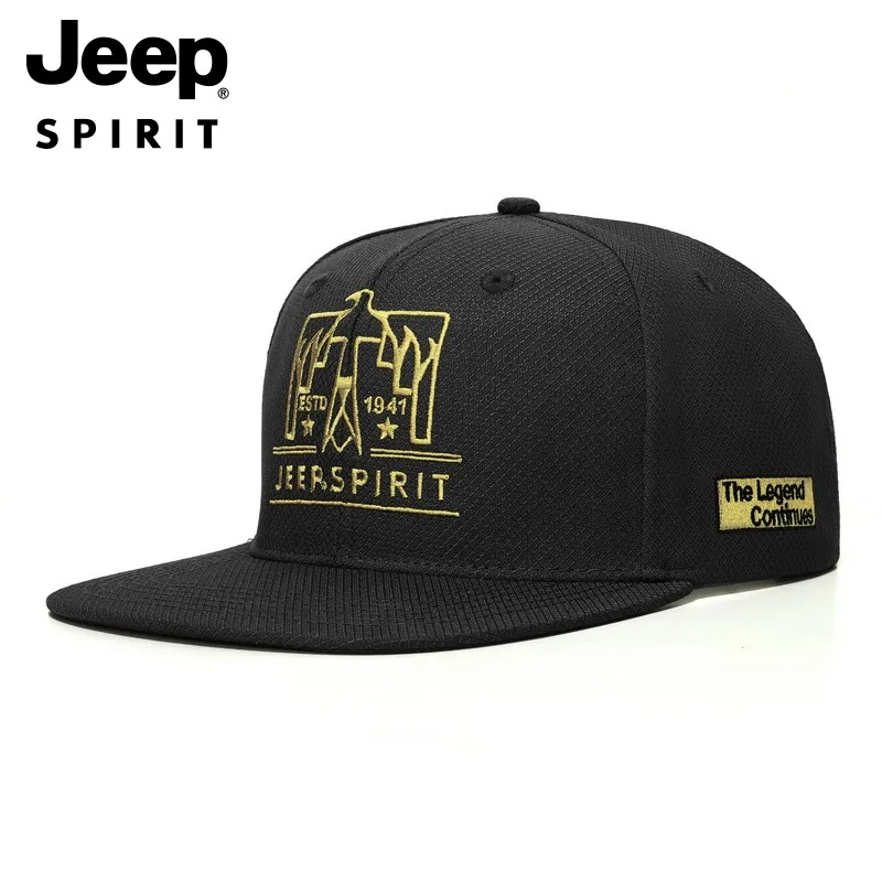 

Jeep Men's Flat Brim Cap Baseball Cap Golf Cap Trucker Hat Running Cap Outdoor Cap Hiking Cap, UV Protection, Adjustable Fit