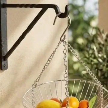 3 Tier Hanging Chrome Fruit Basket Wire Rack with Hooks Adjustable Height and Separable Tiers 11 x 11 x 32 Inches Iron