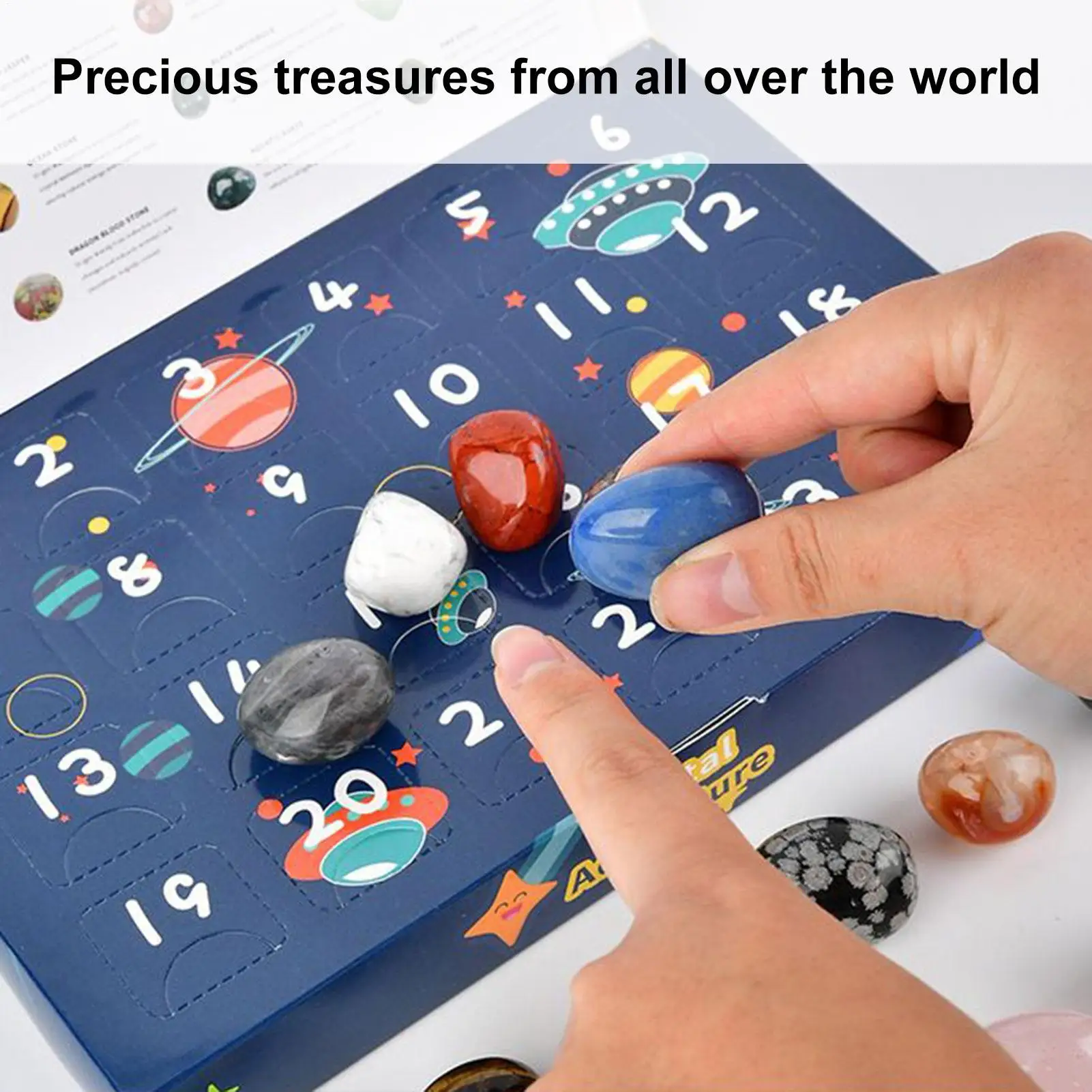 

Календарь обратного отсчета с драгоценными камнями, 24-дневный календарь обратного отсчета с натуральными минеральными драгоценными камнями, подарки обратного отсчета для праздника Адвента