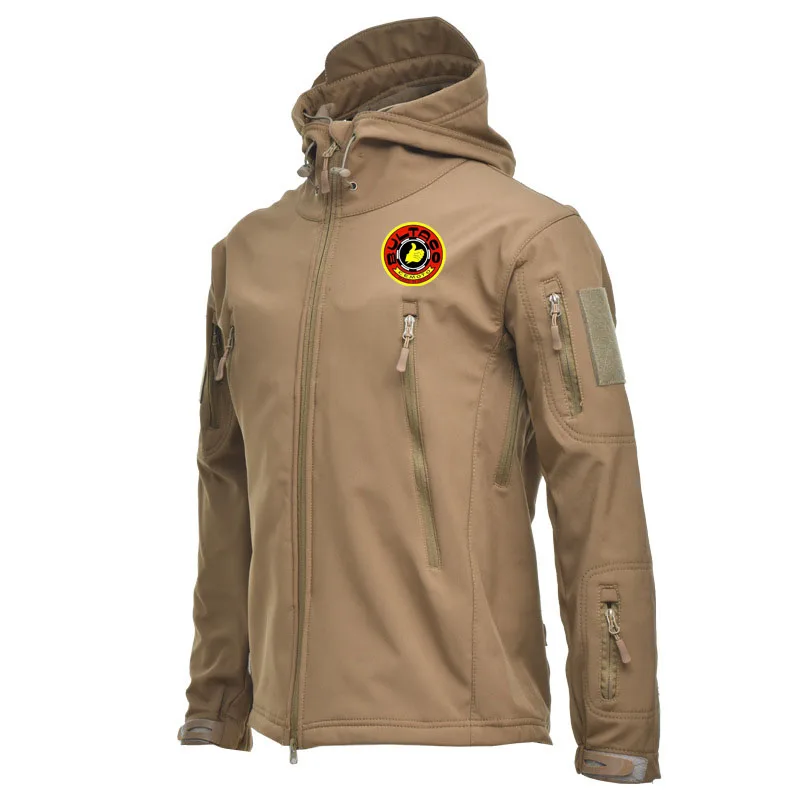 New windproof men's jacket Bultaco Motorcycle print Solid color Shark Soft-Shell Military Tactical men's Hooded jacket