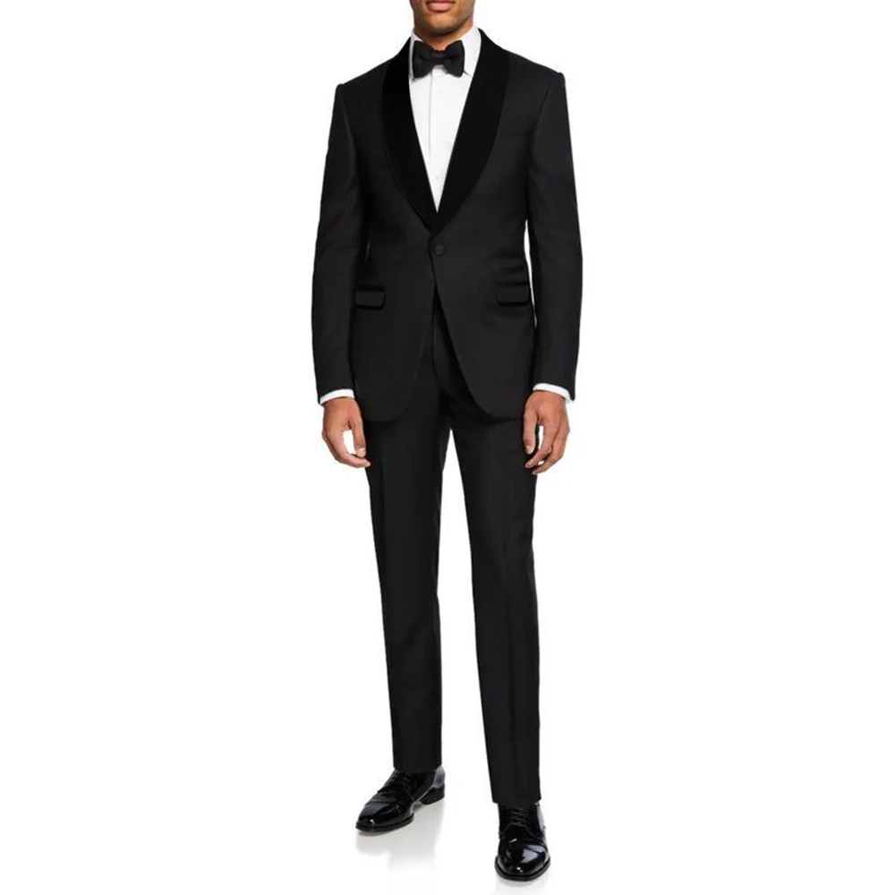 Chic Suits for Men Black Fashion Gentleman Wedding Tuxedo Formal Prom Party Banquet Male Suit Slim 2 Piece Blazer with Pants 006