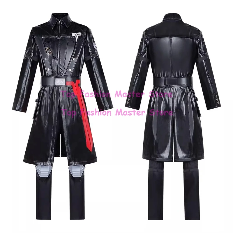 

Warden Cosplay Game Delta Force Costume Arknights The Warden Black Trench Uniform Set Halloween Party Play Clothes for Man