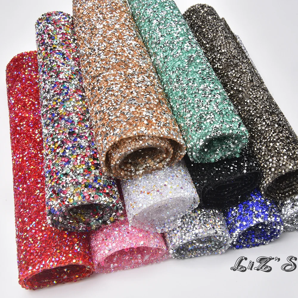 Colorful 24*40cm Crystal Rhinestone Diamond Mesh Hot Fix Self Adhesive Sticker Sheet For DIY Bags Dress Clothing Jewelry Crafts