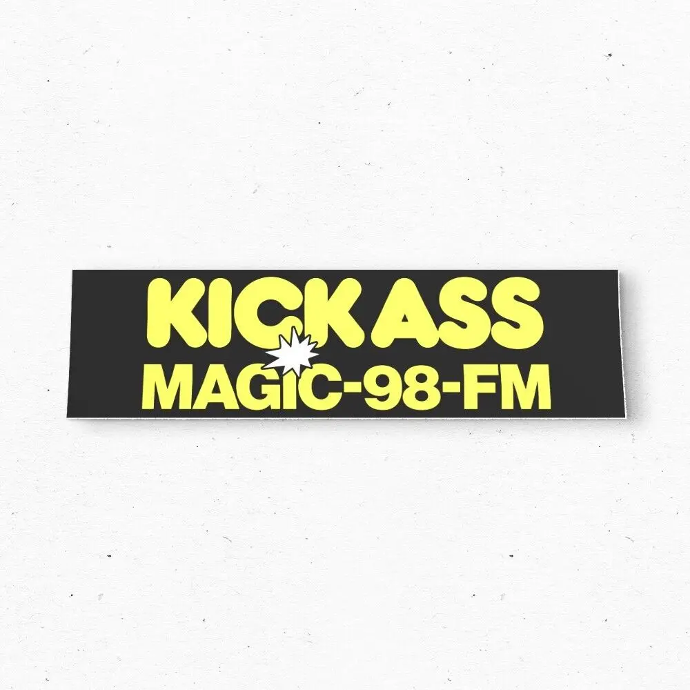 Kick A$$ MAGIC 98 FM-наклейка на бампер — виниловая наклейка в винтажном стиле с радио 80-х 90-х — наклейки на бампер — наклейки на автомобиль