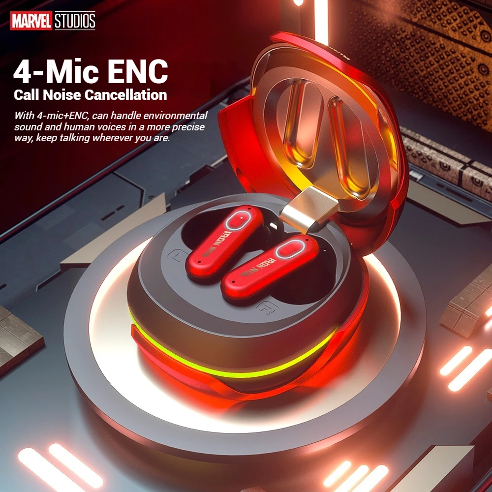 디즈니 Marvel ANC 무선 이어폰, 액티브 노이즈 캔슬링, 블루투스 5.4 헤드폰, 4 마이크, ENC HD 통화, TWS 이어버드, 42dB, JM01