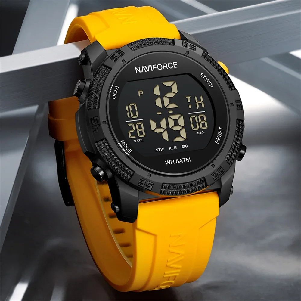 Reloj Digital NAVIFORCE para hombre, reloj de pulsera con cronógrafo deportivo militar, cronómetro con fecha, reloj electrónico Original resistente al agua para hombre 7104