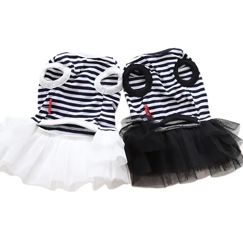 New Dog Cat Dress Striped&Flower Design Pet Puppy Spring/Summer Clothes Outfit 5 Sizes