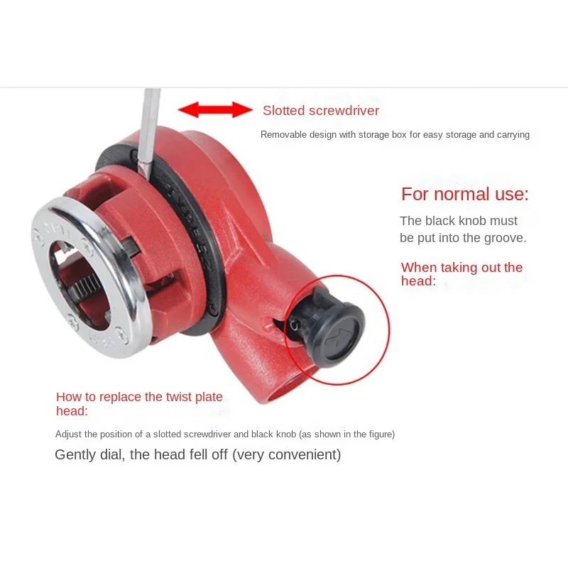 Máquina de roscado Manual de tornillo duradero, kit de roscado de placa giratoria de bisagra de tubería de agua, 4 puntos, 1,2 pulgadas, nuevo