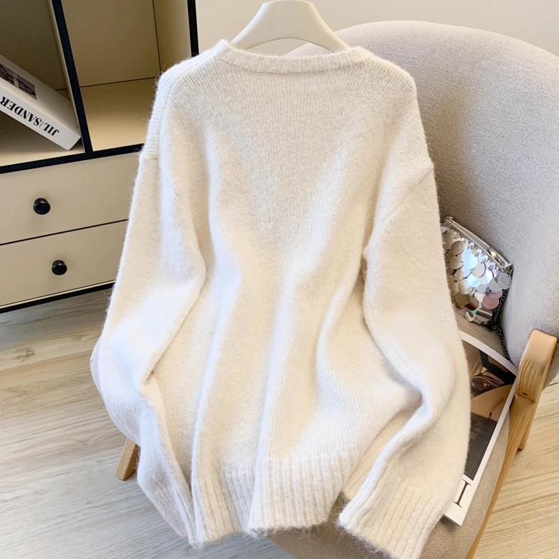 المرأة رمادي البلوز سترة Y2k خمر 2000s س الرقبة البلوز متماسكة طويلة الأكمام سترة كبيرة الحجم مع القلب الخريف الشتاء 2025 #4