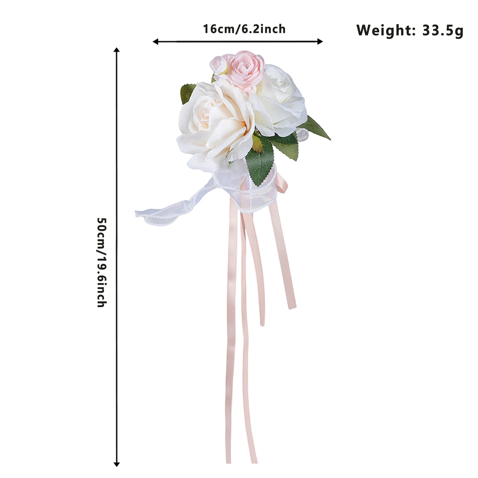 Artificial Flowers Wedding Car Decorations Realistic Faux Flowers with Ribbons for Pew Chair Ceremony Party Supplies view 2