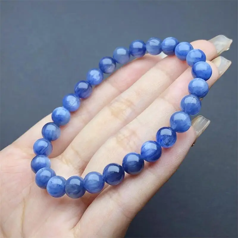 8MM Natural Kyanite Bracelet Fashion Energy Stone Reiki Healing Crystal Strand Fengshui Holiday Gift 1PCS