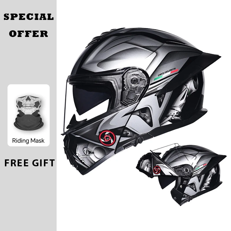 오토바이 플립업 헬멧 더블 바이저 대형 테일 사계절 DOT 플립업 풀페이스 헬멧 레이싱 모듈러 헬멧 듀얼 렌즈