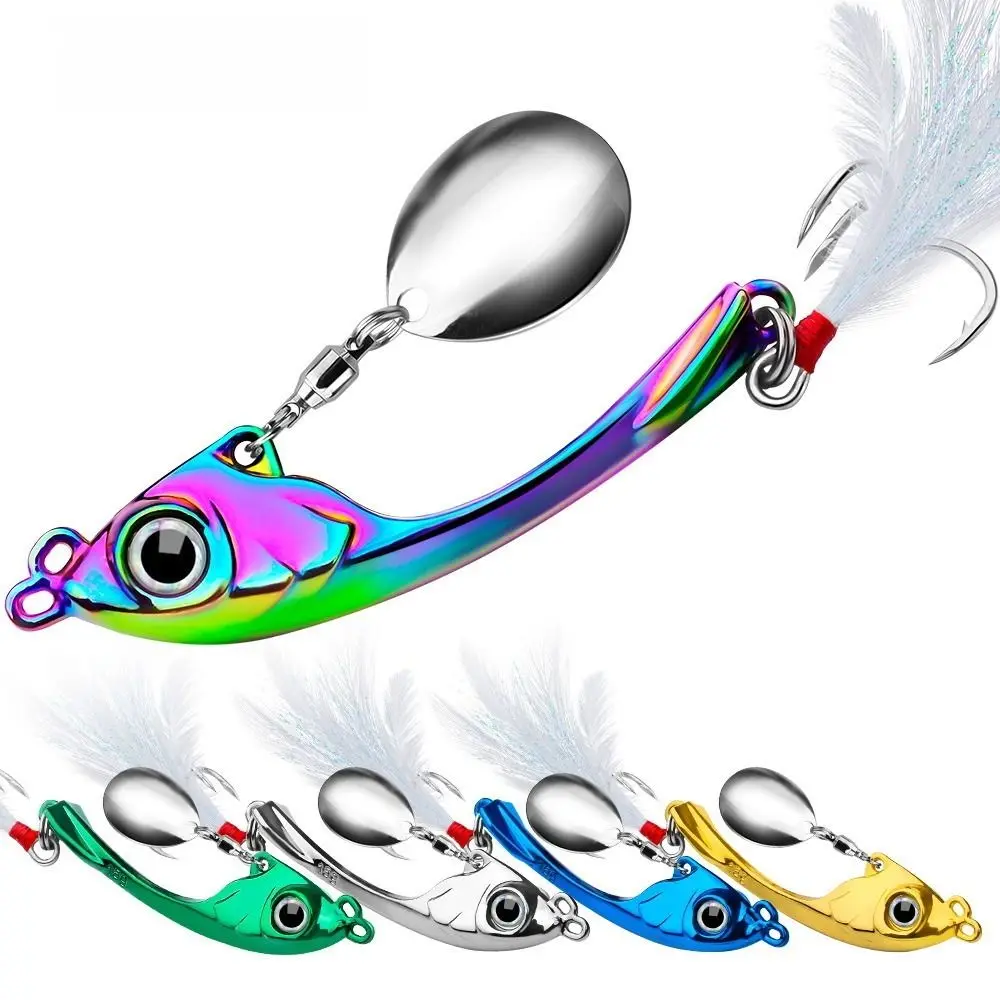 

With Sequin Pesca Vibration Trolling Rotating Wobbler Winter Long Cast Bait Spoon Spinner Lure Sinking Hard Bait Spinner Bait