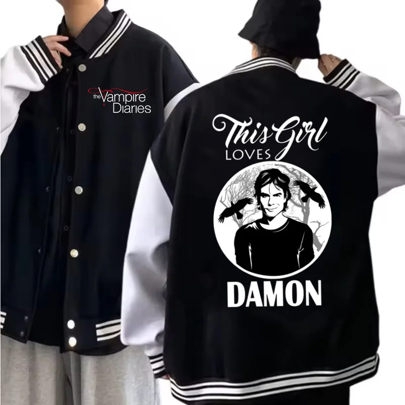 

Бейсбольная форма с принтом «Дневники вампира», женская и мужская одежда, модная уличная одежда в стиле хип-хоп, бейсбольная куртка с капюшоном для фанатов, подарок