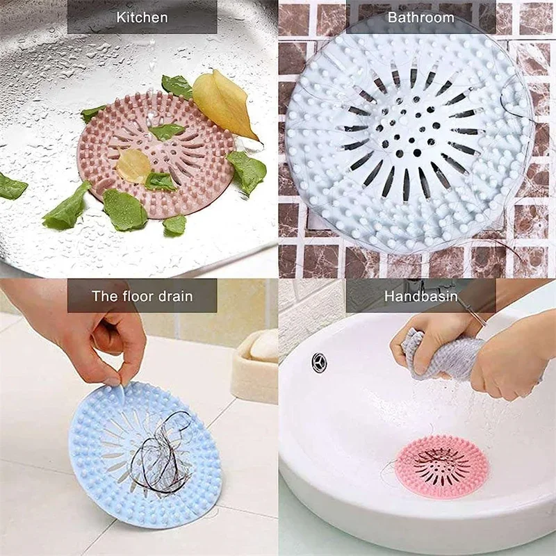 Hair Catcher Shower Drain Durable Silicone Hair Stopper Shower Drain Cover Hair Trap Easy to Install and Clean Suit for Bathroom