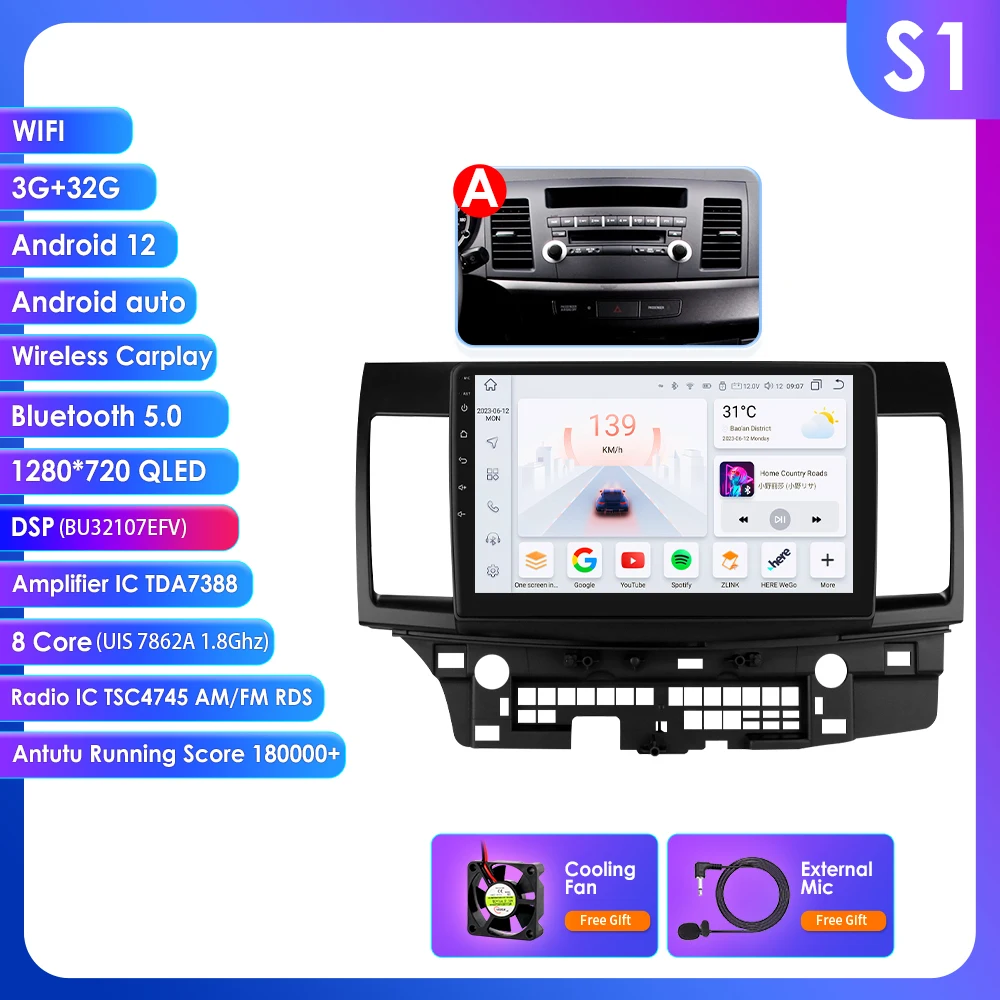 Hizpo Auto Intelligent Systemen Carplay Android Autoradio voor Mitsubishi Lancer 2007-2012 Multimedia Video Speler WIFI 8Core 6115
