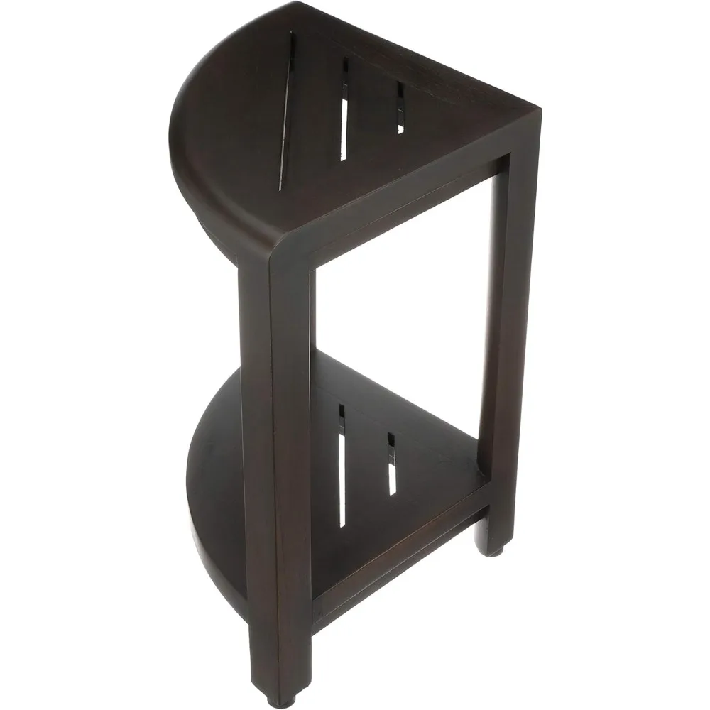 Compact 2-Tier Teak Corner Shower Shelf - Waterproof Bathroom Storage Organizer with Water-Resistant Design