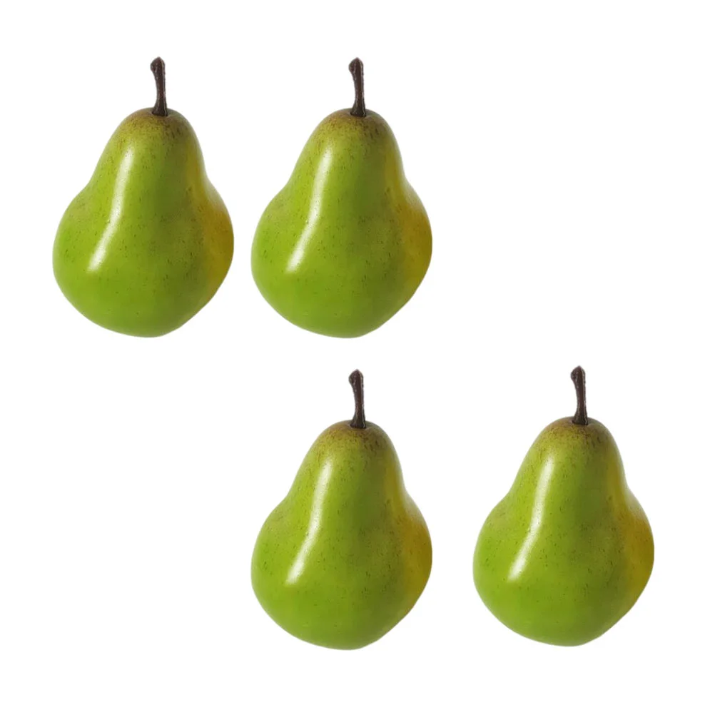 4 Pcs Simulated Green Pear Fruit Teaching Aids Models Props Simulation Foam Decor