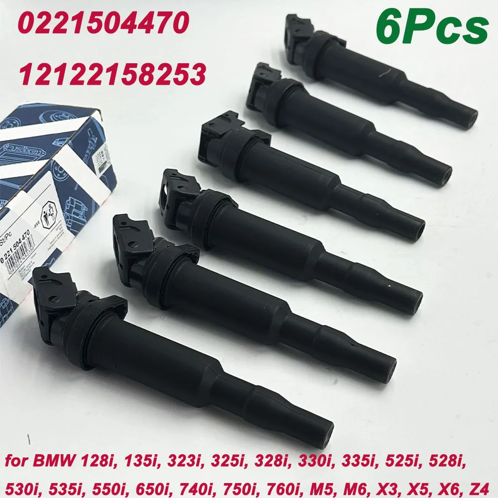 

New 6Pcs Ignition Coils For B-MW 325i 335i 328i 525i 530i 330i 650i X5 X6 M3 Z4 0221504470 12138616153 12137594937 12138657273