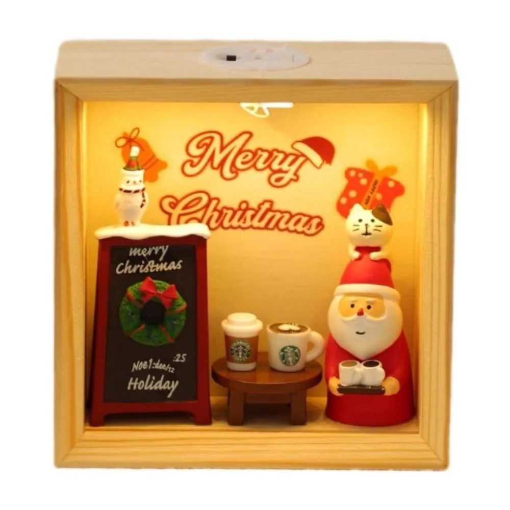 

Decorative Wooden Shadow Box Frame Handmade Transparent Wood DIY Nightlight Soft Light Acrylic Panels