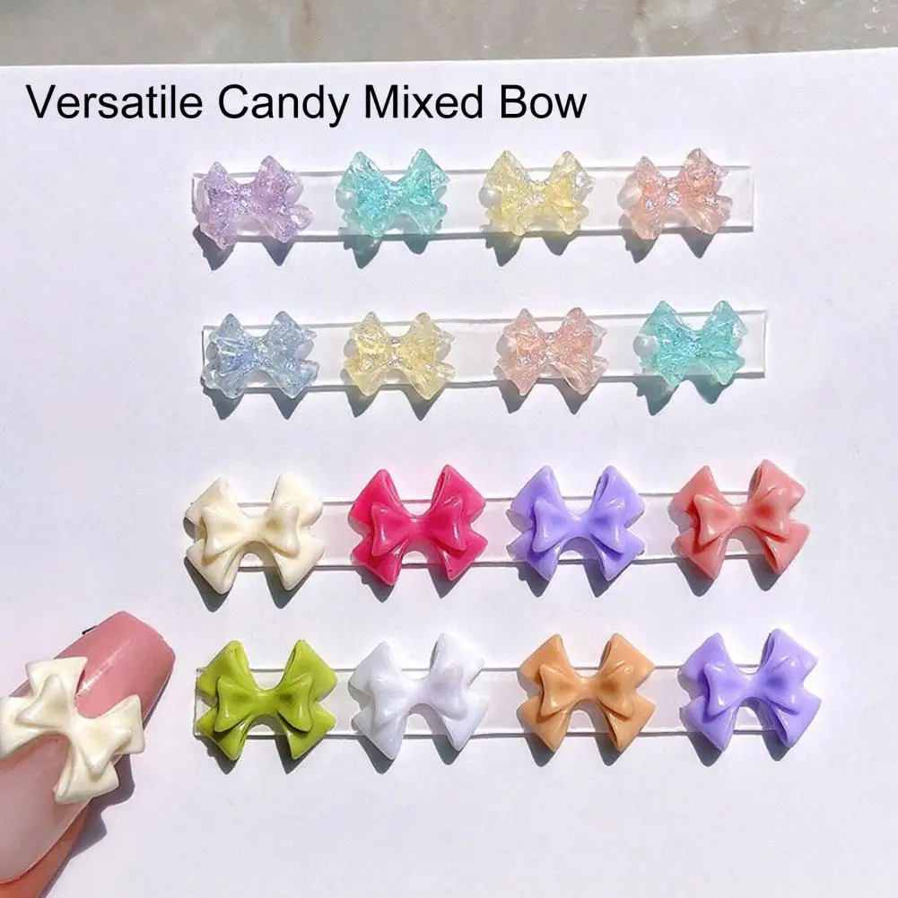 

30Pcs Bow Nail Decors 3D Bow-knot Transparent DIY Kawaii Glitter Nail Jewelry Nail Art Decoration Accessories Nail Charms